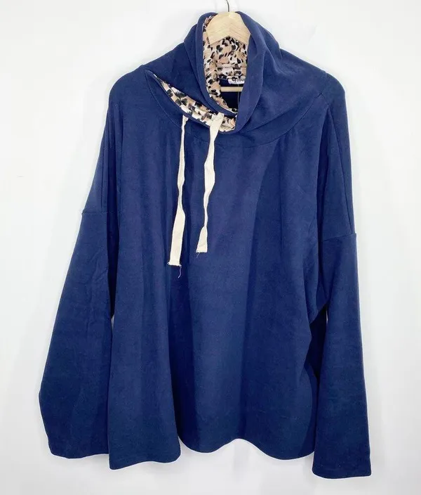 Doublju Womens Sweatshirt Size 3X NWT Navy Blue Cowl Neck Oversized Lounge Comfy - Image 9