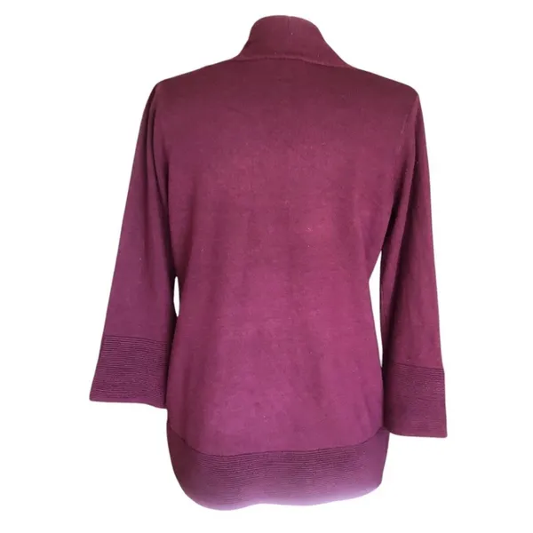 Evolution by Cyrus Myna Cardigan Small Burgundy Open Front Button Sleeve NWOT - Image 5