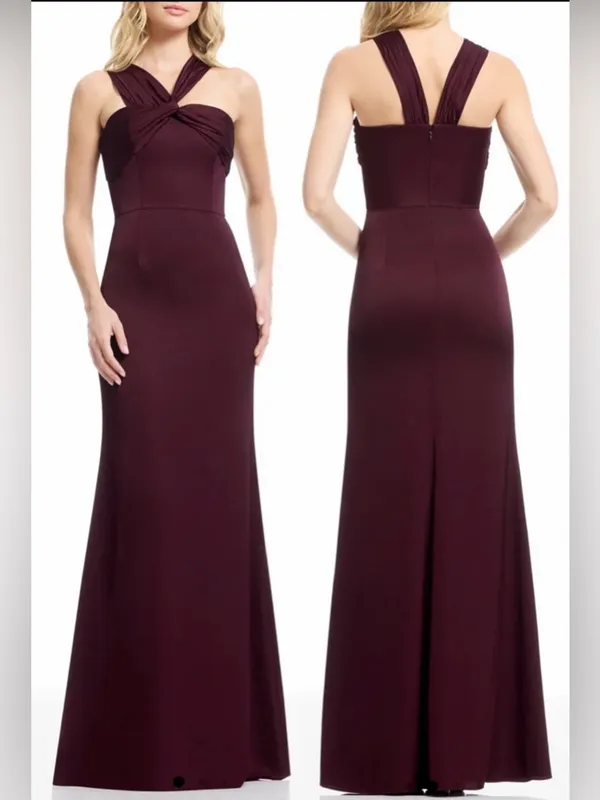 NEW Dress The Population Rosalia Sleeveless Dark Cherry burgundy Satin Gown Sz L - Image 2