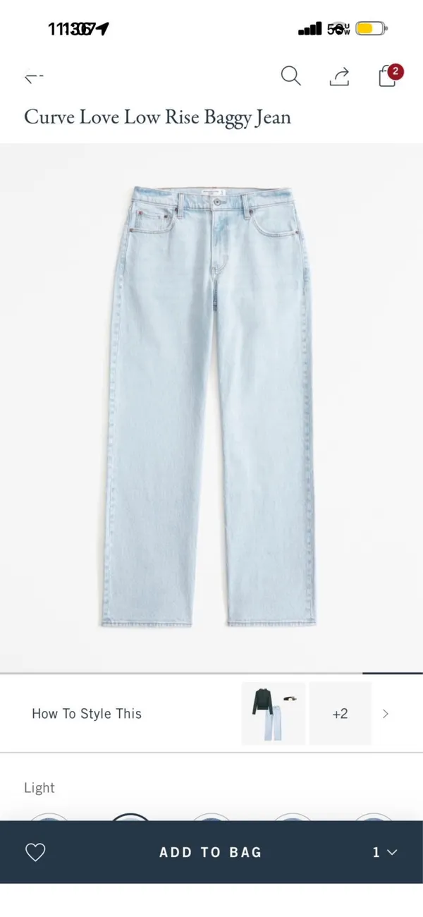 Abercrombie & Fitch Curve Love Low Rise Baggy Jeans Light - Image 7