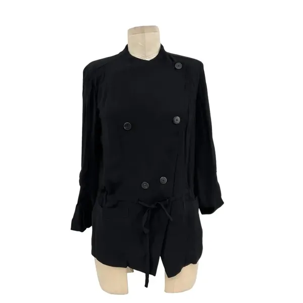 Aritzia‎ Babaton Hamelin Jacket Crepe Draped Button Drawstring Black Size XS - Image 3