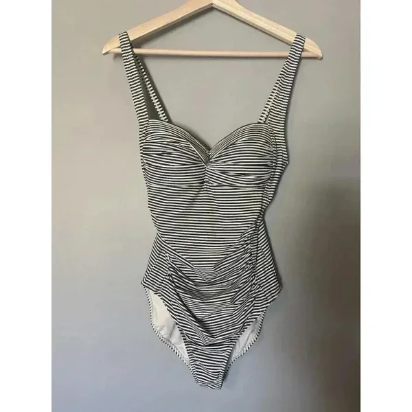 NIPTUCK SWIM Joanne One-Piece Swimsuit Size 6 Sorrento Black &‎ White Stripe - Image 2