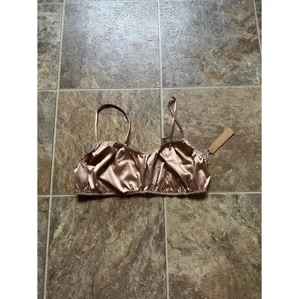 Skims Sleepover Satin Bralette Honey Size XL - Image 2