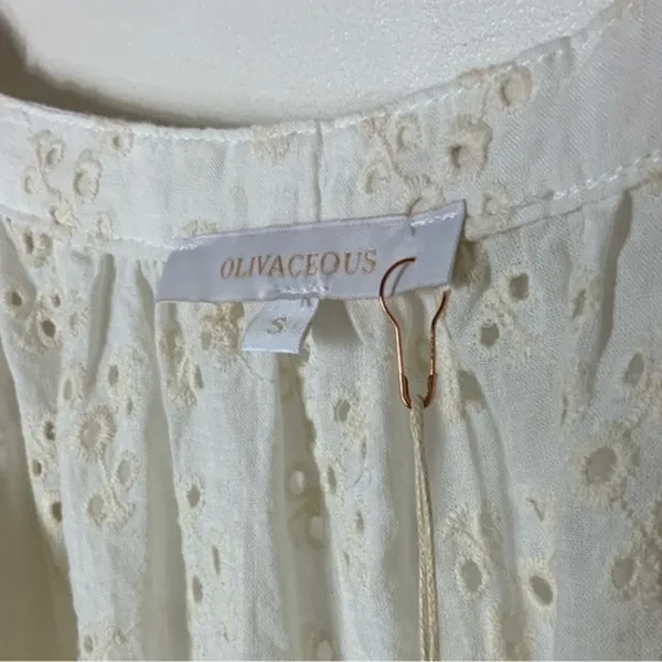 Olivaceous eyelet dress drapey romantic coquette dress Small cottagecore‎ tiered - Image 3
