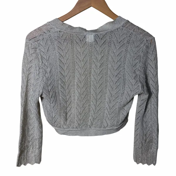 Rave Vintage Y2K Open Front Cropped Metallic Sweater Size XS - Image 2