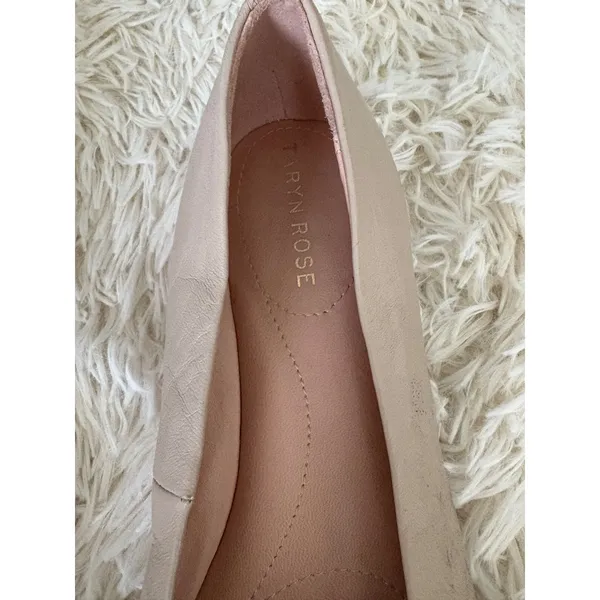 Taryn Rose Beige Gold Leather Rose Cap Toe Ballet‎ Flats Women Shoes 6 - Image 4