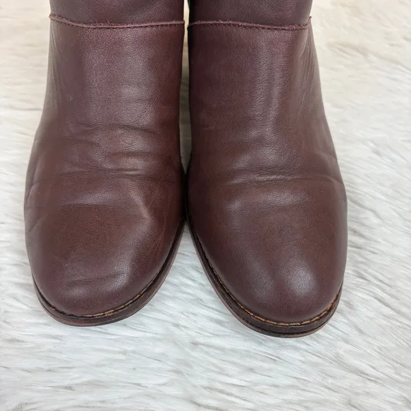 TOMS Leila Leather Ankle Bootie Oxblood Dark Red Zip Closure Size 7 - Image 8