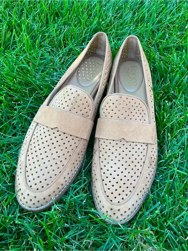 Franco Sarto Light Tan Perforated Suede Slip-On Loafers 🌸🌸 - Image 4