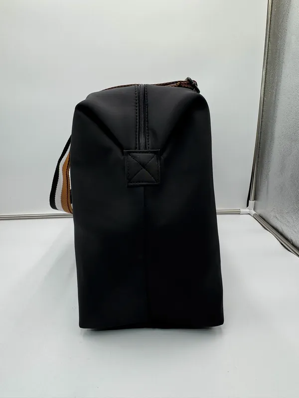 Hugo Boss Black Weekender Duffel Travel Gym Bag Striped Handles Zip Tote - Image 4