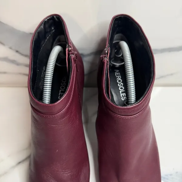 Aerosoles Burgundy Leather Head North Boots Sz 10 Comfort Classic Minimalist - Image 3