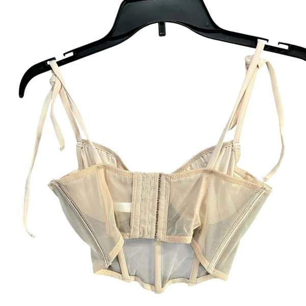 Kat The Label Femme Bustier Top Womens S Beige Tie Straps‎ Flirty Chic Coquette - Image 9
