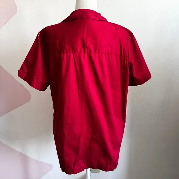Bobbie Brooks Red Teacher‎ Embroidered Shirt, Whimsical Retro Vintage 14W/18W - Image 3