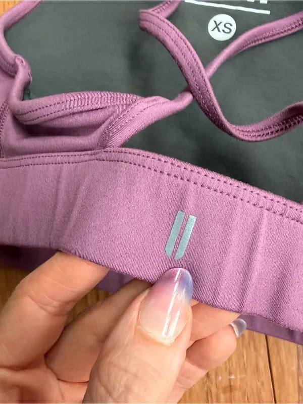 NOBULL High Neck Strappy Sports Bra Mauve Purple Reflective Logo Extra Small XS - Image 4