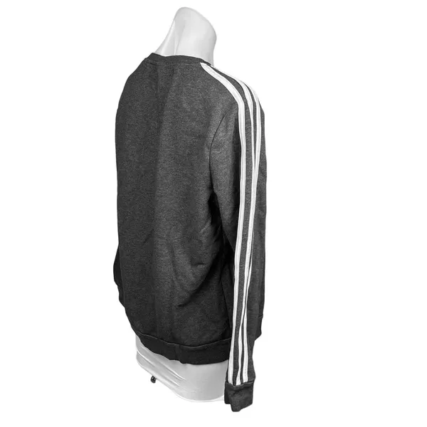 Adidas Women's Grey Striped Long Sleeve Logo Pullover Sweatshirt Sweater Top L - Image 3