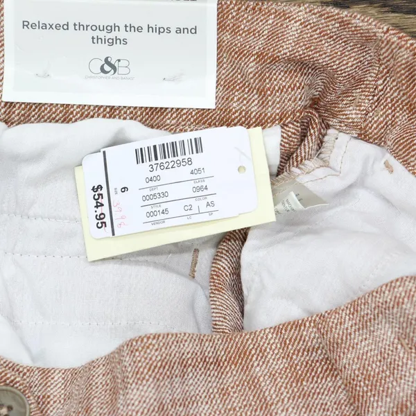 NWT Christopher & Banks Fit High Rise Woven Trousers 5330 4 Brown Red Texture - Image 5