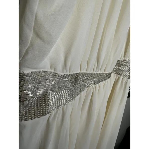 NEW Lulus Dress Womens XL White Sleeveless Silver Waist Embellished Party Formal - Image 6