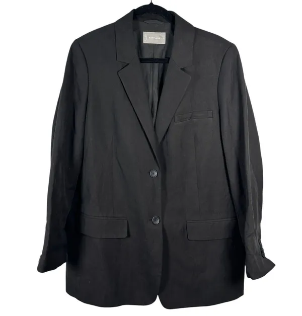 Everlane The Oversized Blazer Linen Black Women's Size 14 - Image 4