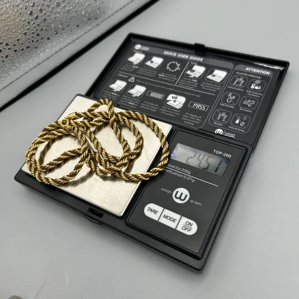 Heavy Gold Tone Rope Chain Necklace 24.5g 22-24” Unisex - Image 4