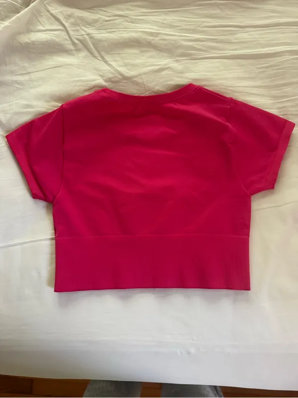 Offline by Aerie Pink Seamless Cropped Crew Neck Athletic Tee Stretch S - Image 8
