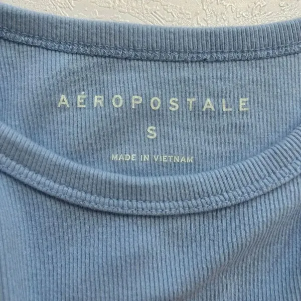 Aéropostale “Dump Him” Blue Ribbed Crop Tank Top Size S | Y2K Graphic Sleeveless - Image 3