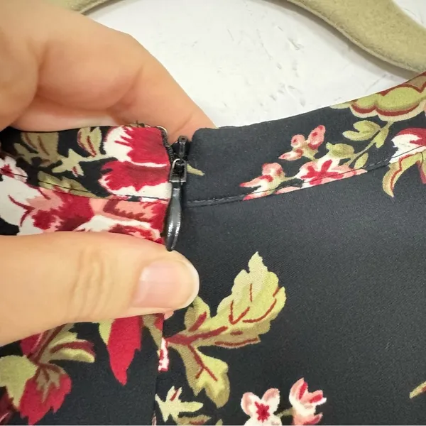 Brooks Brothers Black Red Floral Long Sleeve Dress Womens 14 Mini Fall Preppy - Image 11