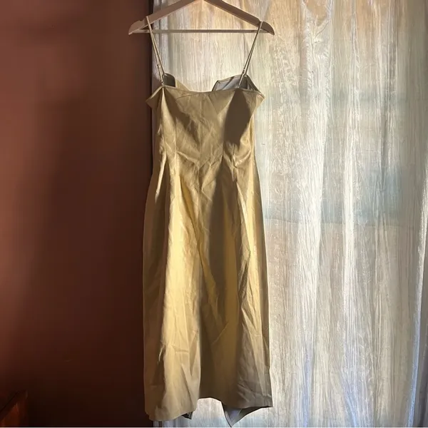 Nanushka Anubi Vegan Leather‎ Sleeveless Wrap Midi Dress Margarine NWT Size S - Image 8