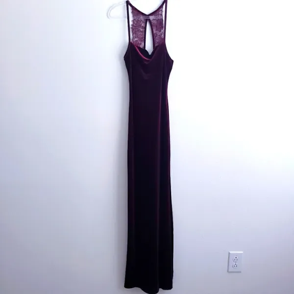 Lulu's Crazy Over You Burgundy Velvet Racerback Maxi Dress - Image 3