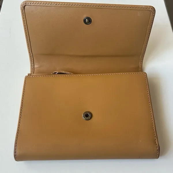 Vintage Coach Leather Tri Fold Card Holder Wallet Tan Camel 5.5”x4” - Image 2