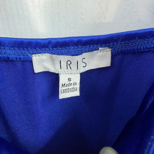 NEW IRIS electric blue bodycon stretch‎ formal adjustable mini dress shiny gloss - Image 4