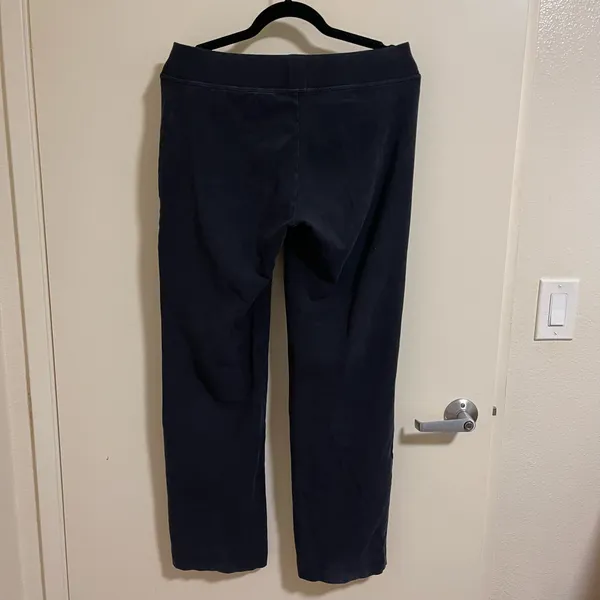 Lands End Womens Flared Yoga Leggings Size Small Dark Blue Side Zip Pocket - Image 2