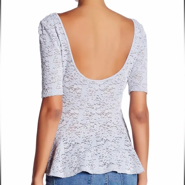 Free People Gray Lacey Second Chance Short Sleeve Peplum Top M - Image 4