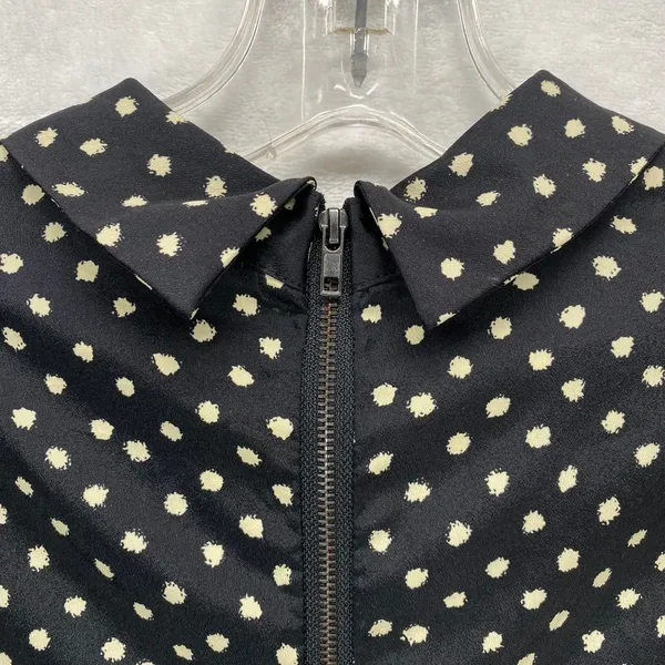 Coincidence & Chance Crop Top S‎ Black Cream Polka Dot LS Mock Neck Blouse - Image 9