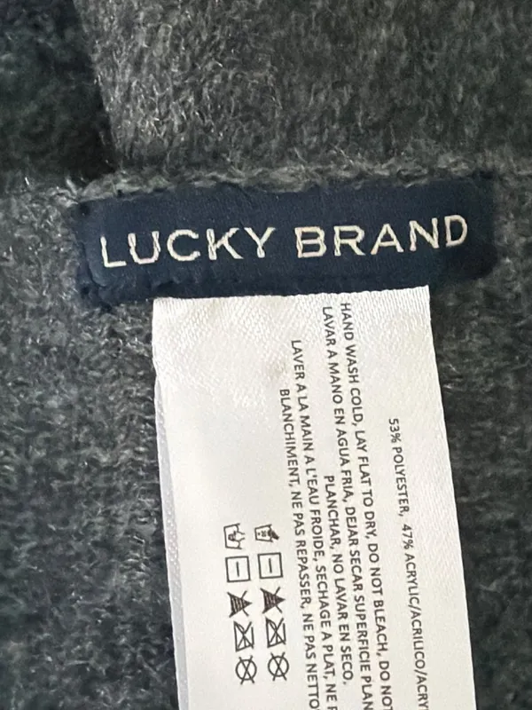 Lucky Brand Brushed Gray Fringe Scarf Soft & Stylish Long Unisex Warm 88" x 15" - Image 4
