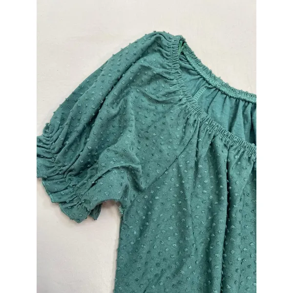 Philosophy Womens Size S Green Swiss Dot Puffed Sleeve Blouse Bohemian - Image 4
