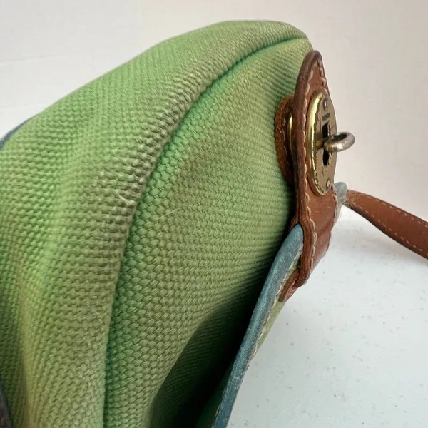 Fossil Austin Flap Bag Messenger Green Leather Adjustable Crossbody - Image 10