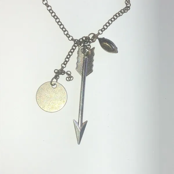 Bronze Tone Brass Tone Boho Dream Arrow CZ Rhinestone Pendant Necklace - Image 7