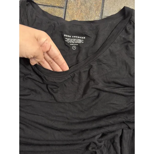 Good American Women Dress Size 7 black Jersey Slinky ruched *flaw see desc* - Image 7