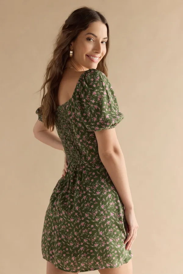 Francesca’s Floral Green Dress - Image 3