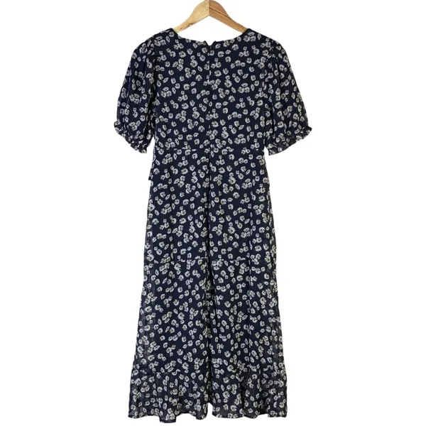 Lulus Anything Lovelier Navy Blue Floral Print Tiered Midi Dress Coastal Size S - Image 5