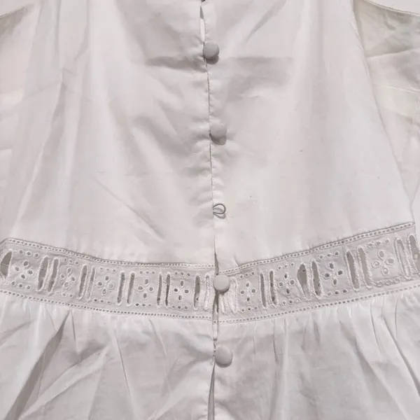Djerf Avenue Airy Poplin Buttoned Top White Lace - Image 9
