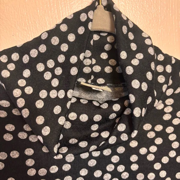 Niche‎ Nilgun Derman Tunic Dress Long Sleeve Cowl Neck White Polka Dot Size M - Image 3