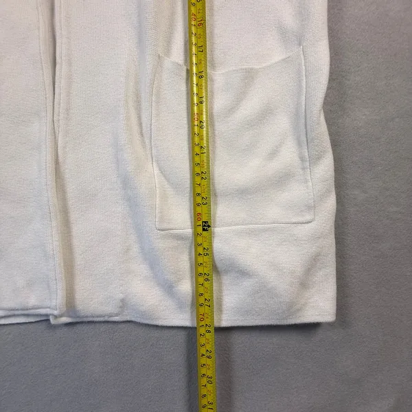 Quince Organic Cotton Knit Blazer White Open Front Cardigan Jacket Layer Large - Image 9
