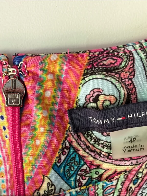 Tommy Hilfiger Jaipur Multicolor Paisley 3/4 Sleeve Dress 4 Pettie 60s Mod EUC - Image 3