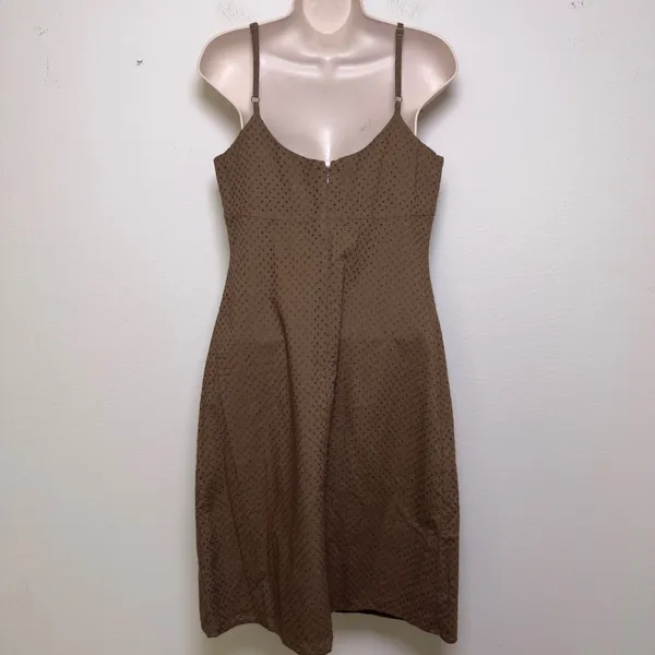 VTG Y2K Women 100%‎ Cotton Eyelet Babydoll Dress Grunge Western Sundress 4 Brown - Image 4