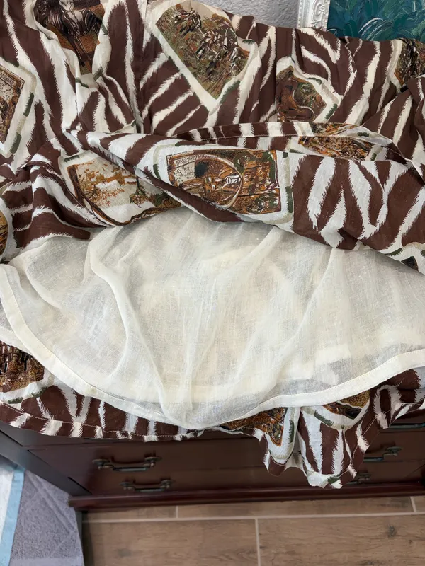 Vintage Leslie Fay Safari zebra print cotton midi skirt - Image 6