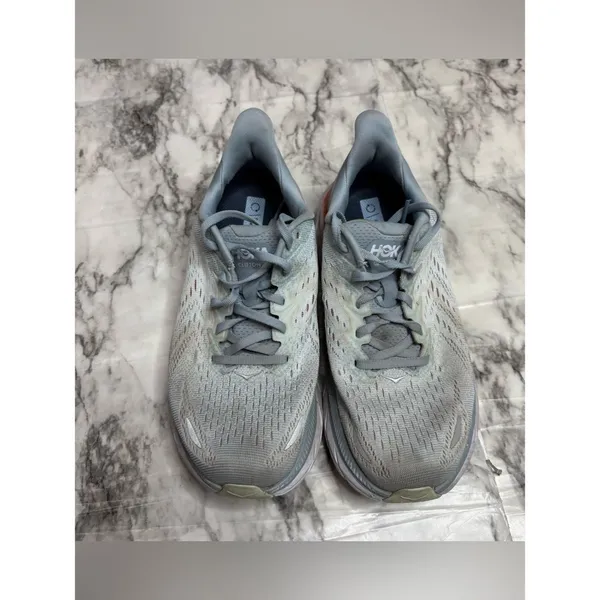 Hoka One One Light Blue grey gray Lace-Up Trainer sneakers shoes running size 8 - Image 2