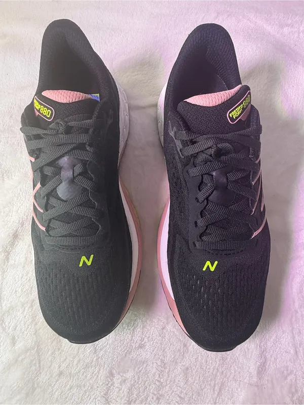 New Balance Women's Sneaker in Black with Pink & Neon Green Accents - Image 4