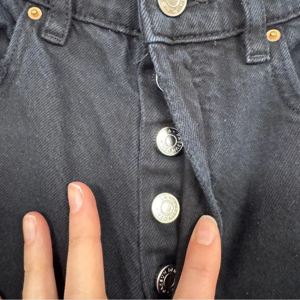Pacsun Black Distressed Baggy Jeans Womens 25 Button Fly Casual Wide Leg Denim - Image 7