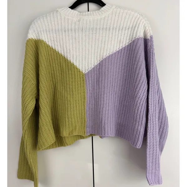 Sincerely Jules Colorblock Chunky Knit Sweater Oversized Drop‎ Shoulder Med NWT - Image 2
