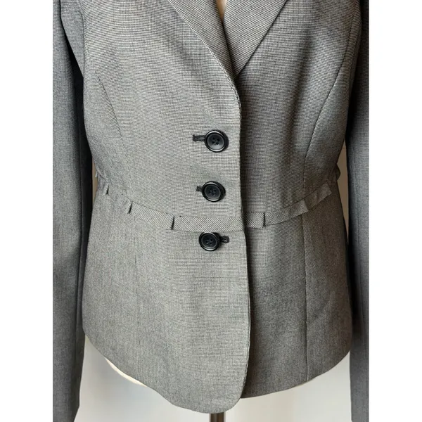 The Limited Blazer Women Small Gray Houndstooth‎ Single Breasted Academia Preppy - Image 6